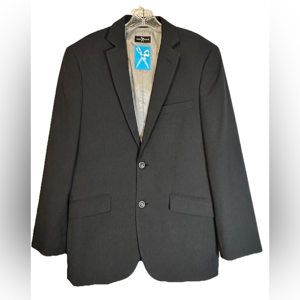 Marc Ecko Blazer‎ Black Mens Size 38S Pinstripe Single Breasted Stretch Business